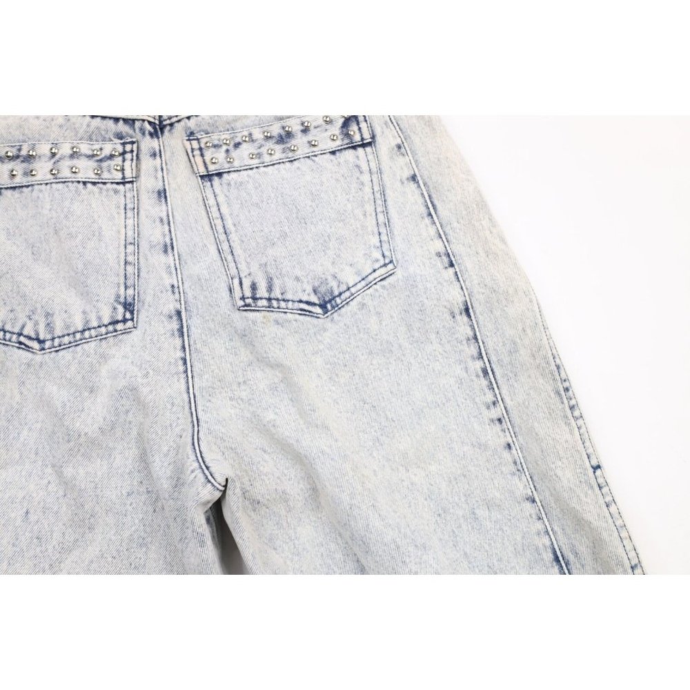 NOS Vintage 80s Streetwear Mens 30x36 Pleated Studded Tapered Leg Denim Jeans - Picture 13 of 14